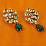 *Зелёные и золотые индийские серьги со стразами, искусственными камнями