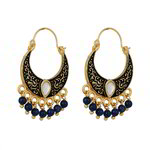 *Золотые и синие латунные индийские серьги с бисером
