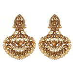 *Бежевые, коричневые и золотые индийские серьги из латуни с бисером, перламутровыми бусинками