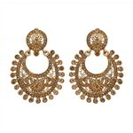 *Бежевые, коричневые и золотые латунные индийские серьги со стразами