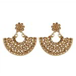 *Бежевые, коричневые и золотые индийские серьги из латуни со стразами