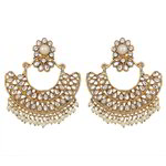 *Молочные и золотые латунные индийские серьги со стразами, перламутровыми бусинками