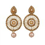 *Бежевые, коричневые и золотые латунные индийские серьги со стразами