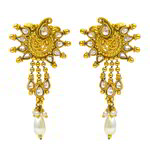 *Молочные и золотые латунные индийские серьги со стразами