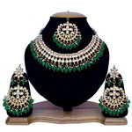 *Зелёные и золотые индийское украшение на шею с искусственными камнями