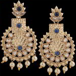 *Коричневые и золотые индийские серьги из латуни со стразами, перламутровыми бусинками