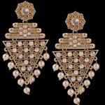 *Коричневые и золотые латунные индийские серьги со стразами