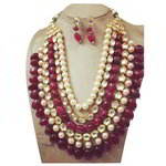 *Бордовые и золотые индийское украшение на шею с искусственными камнями