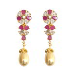 *Золотые латунные индийские серьги со стразами