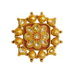 *Молочное и золотое латунное женское индийское кольцо со стразами