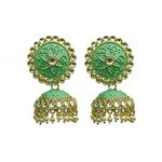 *Золотые латунные индийские серьги с искусственными камнями, перламутровыми бусинками