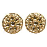 *Молочные и золотые латунные индийские серьги с искусственными камнями