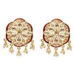 *Молочные и золотые латунные индийские серьги с искусственными камнями, перламутровыми бусинками