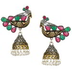 *Серебристые и золотые латунные индийские серьги со стразами, искусственными камнями