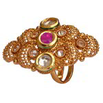 *Золотое латунное женское индийское кольцо с искусственными камнями