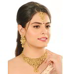 *Золотые индийское украшение на шею со стразами