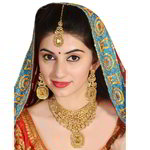 *Золотые индийское украшение на шею со стразами