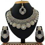 *Молочные и золотые индийское украшение на шею со стразами