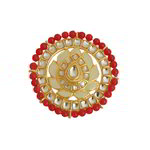 *Бордовое и золотое латунное женское индийское кольцо с искусственными камнями