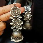 *Цвета меди, золотые и серые медные индийские серьги со стразами, перламутровыми бусинками