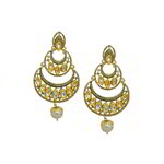 *Молочные и золотые латунные индийские серьги со стразами, искусственными камнями