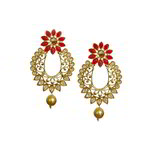 *Бордовые и золотые латунные индийские серьги со стразами