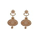 *Коричневые и золотые латунные индийские серьги со стразами