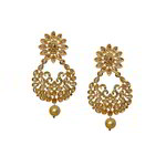 *Коричневые и золотые латунные индийские серьги со стразами