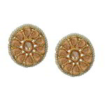 *Молочные и золотые латунные индийские серьги со стразами