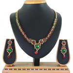 *Бордовые и золотые индийское украшение на шею со стразами