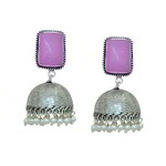 *Серебристые латунные индийские серьги с бисером