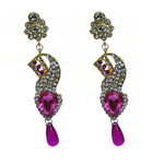 *Золотые и розовые индийские серьги со стразами, бисером