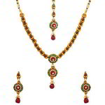 *Бордовые, золотые и красные индийское украшение на шею со стразами, перламутровыми бусинками