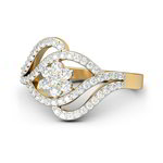 *Серебристое и золотое женское индийское кольцо со стразами