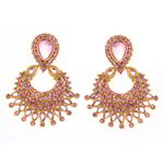 *Золотые и розовые индийские серьги со стразами, искусственными камнями