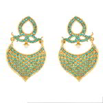 *Золотые и синие индийские серьги со стразами