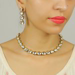 *Молочные и золотые индийское украшение на шею со стразами