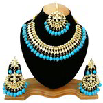 *Золотые и синие индийское украшение на шею со стразами, искусственными камнями