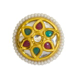 Золотое латунное женское индийское кольцо с искусственными камнями