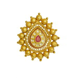 Молочное и золотое женское индийское кольцо из латуни со стразами