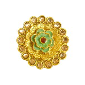 Бордовое и золотое латунное женское индийское кольцо с искусственными камнями