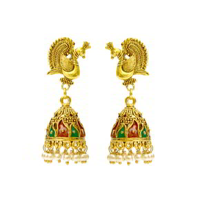 Бордовые и золотые латунные индийские серьги со стразами, искусственными камнями