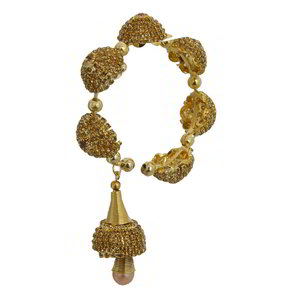 Коричневый и золотой латунный индийский браслет со стразами
