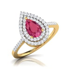 Золотое и розовое женское индийское кольцо со стразами