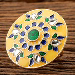 *Золотое латунное женское индийское кольцо с искусственными камнями