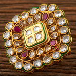 *Золотое латунное женское индийское кольцо с искусственными камнями