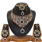 *Разноцветное и золотое индийское украшение на шею со стразами