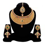 *Разноцветное и золотое индийское украшение на шею со стразами, искусственными камнями