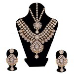 *Молочное и золотое индийское украшение на шею со стразами, искусственными камнями