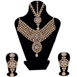 *Молочное и золотое индийское украшение на шею со стразами, искусственными камнями